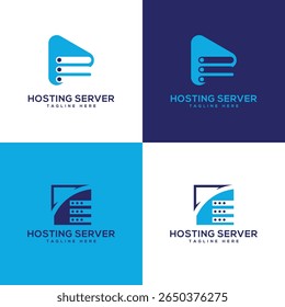 hospedagem servidor logotipo design moderno coleção conceito mínimo