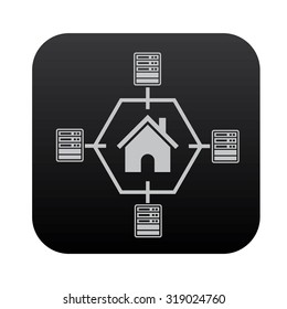 Hosting server and network on black button blackboard,vector