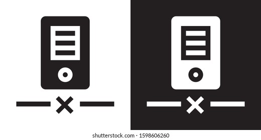 Hosting Server Tower Offline. Glyph Icon in White and Black Version.