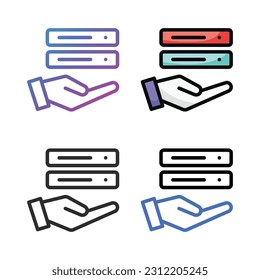 Diseño de iconos del servicio de hospedaje en cuatro colores de variación