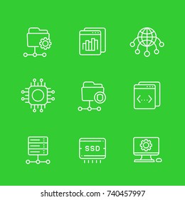 hosting services, networks, ftp, servers line icons set