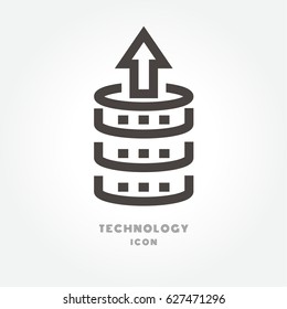 Hosting. Set of outline vector icons. Includes such as SSD Disk, Control Panel, Traffic illustration isolated sign symbol thin line for modern minimalistic flat design vector on white background