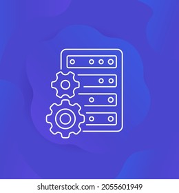 icono de línea de configuración de hospedaje para web
