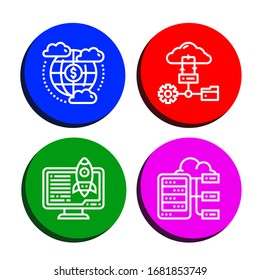 alojamiento de iconos simples conjunto. Contiene iconos como Cloud, Server, que se pueden utilizar para web, móvil y logotipo