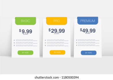 Hosting tariff in abstract style. Business website template design. Abstract web site design vector template. Price table template. Web element. Modern web design template. Website wireframe.
