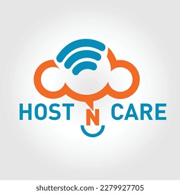 Hosting and wifi concept logo with a smile