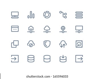 Hosting and wireless network icons. Line series