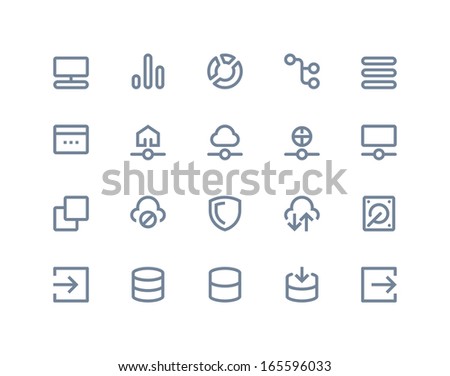 Hosting and wireless network icons. Line series