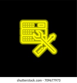 Hosting yellow glowing neon ui ux icon. Glowing sign logo vector