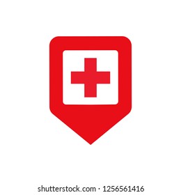 Hostpital map pin icon vector