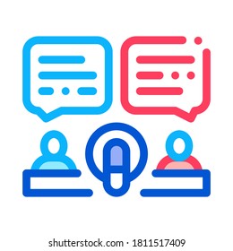 Hosts Talk In Microphone Icon Vector. Outline Hosts Talk In Microphone Sign. Isolated Contour Symbol Illustration