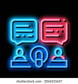 Hosts Talk In Microphone neon light sign vector. Glowing bright icon Hosts Talk In Microphone sign. transparent symbol illustration