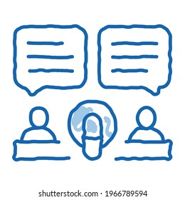 Hosts Talk In Microphone sketch icon vector. Hand drawn blue doodle line art Hosts Talk In Microphone sign. isolated symbol illustration