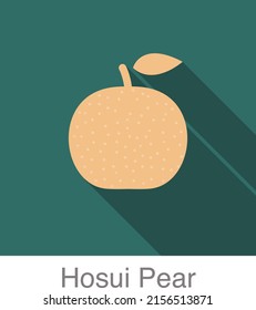 Hosui Pear fruit flat icon, vector illustration