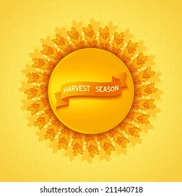 Hot abstract sun design with ribbon and ears around. Vector graphics CMYK eps 10