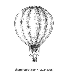 Hot Air aerostat vector logo design template. retro airship or transport icon.