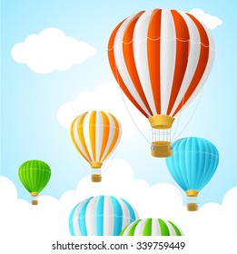 Hot Air Background Card. Symbol Travel. Vector illustration