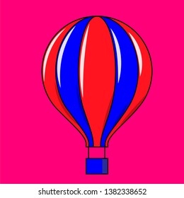 Hot Air ballon. Cartoon style colorful Vector illustration