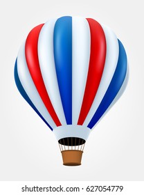 Hot air ballon in flight isolated on white. Vector illustration