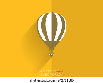 Hot air ballon icon on yellow background