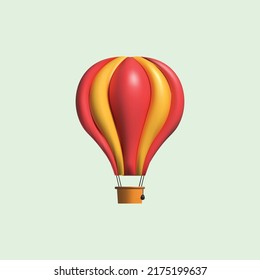 hot air balloon 3d icon. red yellow hot air balloon 3d icon. 