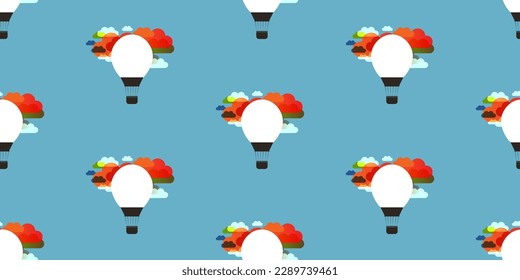 Hot Air Balloon Among the Clouds - Seamless Background Pattern in Editable Vector Format
