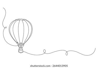 Hot Air Balloon Ascent A Continuous Line Drawing