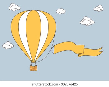 Hot air balloon with banner for your text