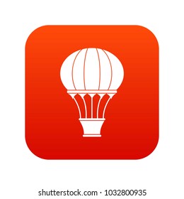 Hot air balloon with basket icon digital red for any design isolated on white vector illustration