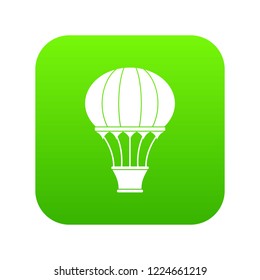 Hot air balloon with basket icon digital green for any design isolated on white vector illustration