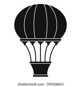 Hot air balloon with basket icon. Simple illustration of hot air balloon with basket vector icon for web