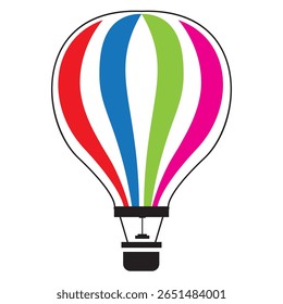 Hot Air Balloon with Basket Line and Silhouette Color Icon Set. Fly Hotair Ballon for Sky Journey Outline and Solid Symbol Collection. Flight Baloon for Travel Pictogram. Isolated Vector Illustration.