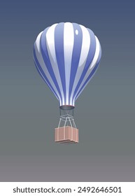 Hot air balloon with a basket in the sky. Vector.