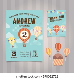 Hot Air Balloon Birthday Invitation Template