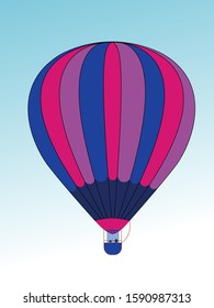 Hot air balloon with bisexual pride colors, vector illustration
