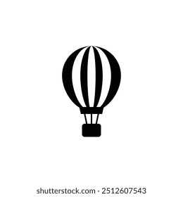 Hot air balloon black and white flat vector icon design. Hot air balloon symbol and clip art design