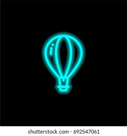 Hot air balloon blue glowing neon ui ux icon. Glowing sign logo vector