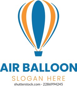 Hot air Balloon blue Orange Blue illustration logo