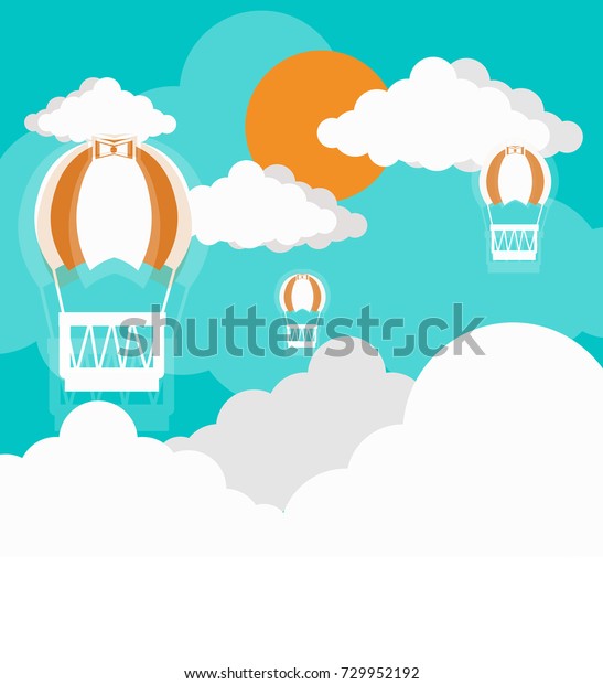 Hot Air Balloon Blue Sky Clouds Stock Vector Royalty Free 729952192