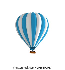 Hot air balloon blue stripe vector illustration. Graphic isolated colorful aircraft. Balloon festival.