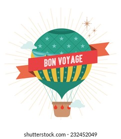 hot air balloon bon voyage vector/illustration