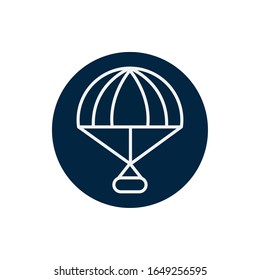 Hot air balloon with box line block style icon of Space futuristic cosmos outside universe astronomy adventure and exploration theme Vector illustration