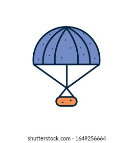 Hot air balloon with box line fill style icon of Space futuristic cosmos outside universe astronomy adventure and exploration theme Vector illustration