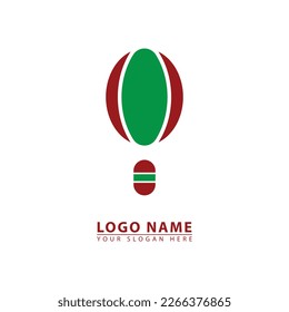 hot air balloon and burger vector logo icon. Abstract vector graphics simple elegant flat illustration style.
