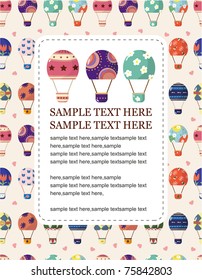 hot air balloon card,vector illustration
