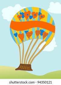 Hot Air Balloon - Cartoon hot air balloon in brilliant colors with space for text