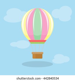 hot air balloon cartoon flat icon
