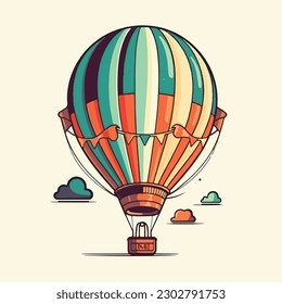 Hot air balloon in a cartoon style vector illustration.