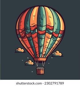 Hot air balloon in a cartoon style vector illustration.