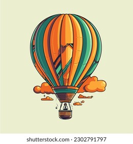 Hot air balloon in a cartoon style vector illustration.